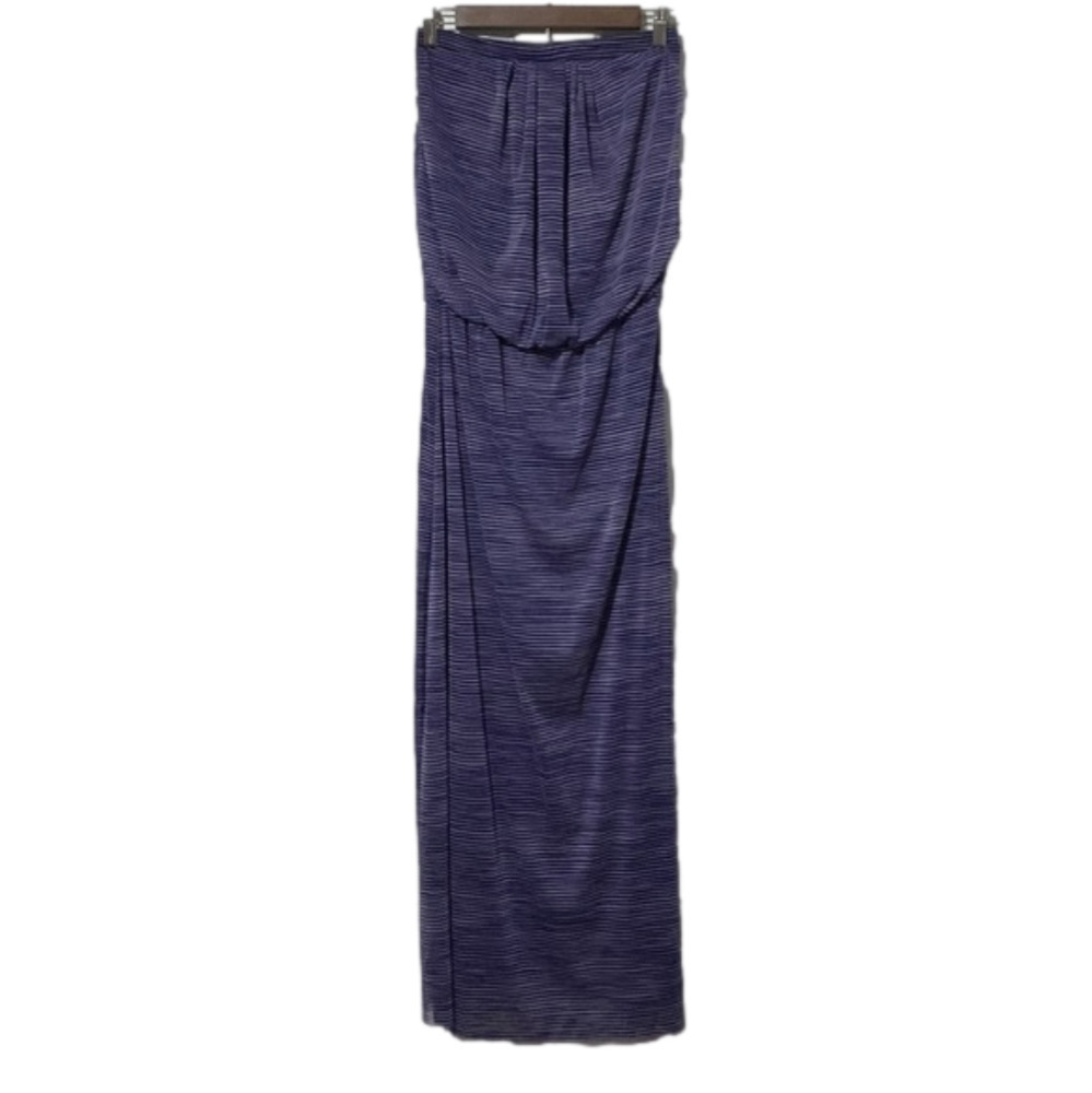 Cynthia Rowley royal blue & white horizontal striped strapless maxi dress Small